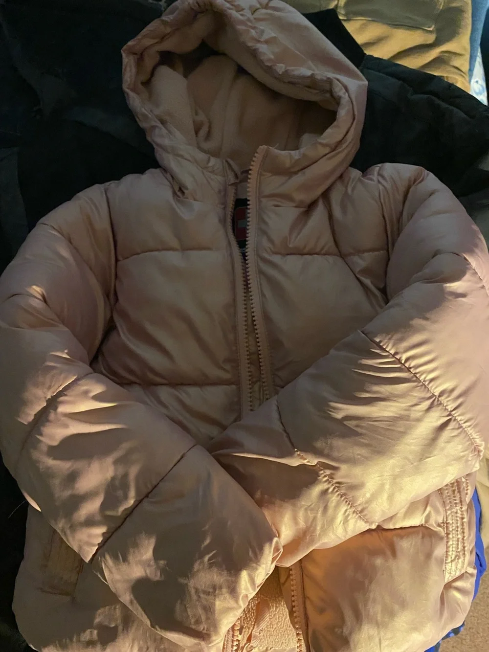Swiss Tech Girls' Hooded Puffer Jacket - Rose Gold Shine